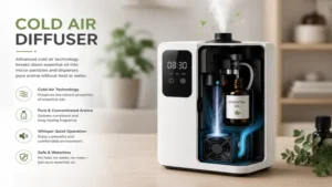 Close-up view of a cold air diffuser machine designed for efficient scent diffusion