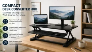 Compact Desk Converter Hub for small home office and space-saving workstation setup