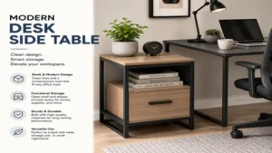 modern desk side table featuring clean lines and functional storage for contemporary offices