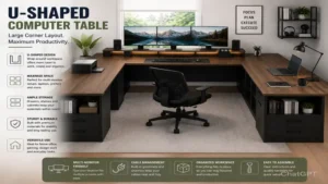 computer table u shaped corner layout designed for productivity and organization