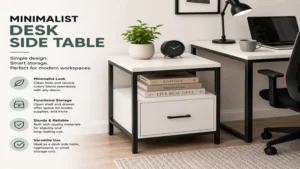 minimalist desk side table with simple design and practical storage for modern workspaces