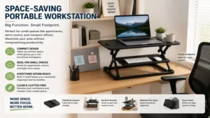 portable workstation optimized for small spaces, apartments, dorm rooms, and compact offices