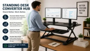 Standing Desk Converter Hub promoting better posture and healthier productivity at work