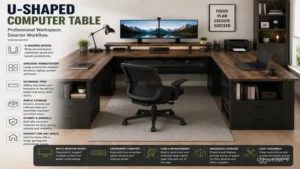 computer table u shaped professional workstation with organized office setup