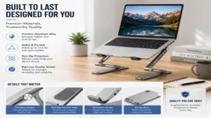 folding notebook stand workspace with premium stable aluminum design