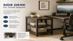 Compact side desk designed for small apartments and limited workspaces