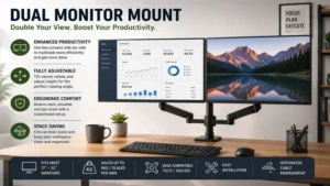 Dual arm option among the best monitor mounts for improved productivity and screen positioning