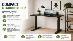 compact standing desk with a minimalist design suitable for modern interiors