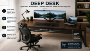 deep desk ergonomic workstation designed for comfort and improved productivity