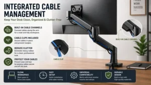 Integrated cable management system included with the best monitor mounts for organized desks