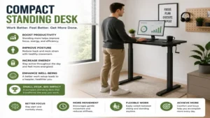 compact standing desk helping improve productivity and workplace comfort