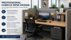 Professional desk with cubicle design for focused work