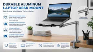 aluminum laptop desk mount offering durable construction stable support and modern design