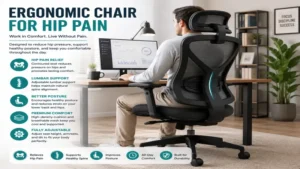 ergonomic chair for hip pain positioned in a modern home office workspace