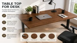 Table top for desk made from durable wood for a stylish workspace