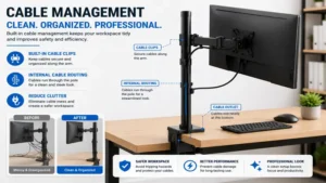 VESA-compatible monitor pole mount designed for easy installation with most flat-screen monitors.