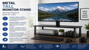 tall monitor stand with a durable metal frame for stable monitor support