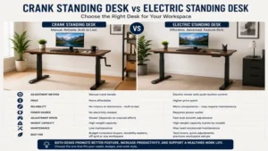 crank standing desk compared with electric standing desks for reliable manual height adjustment