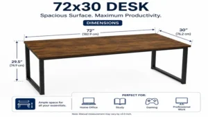 72x30 desk showing its spacious dimensions for comfortable workspace planning 